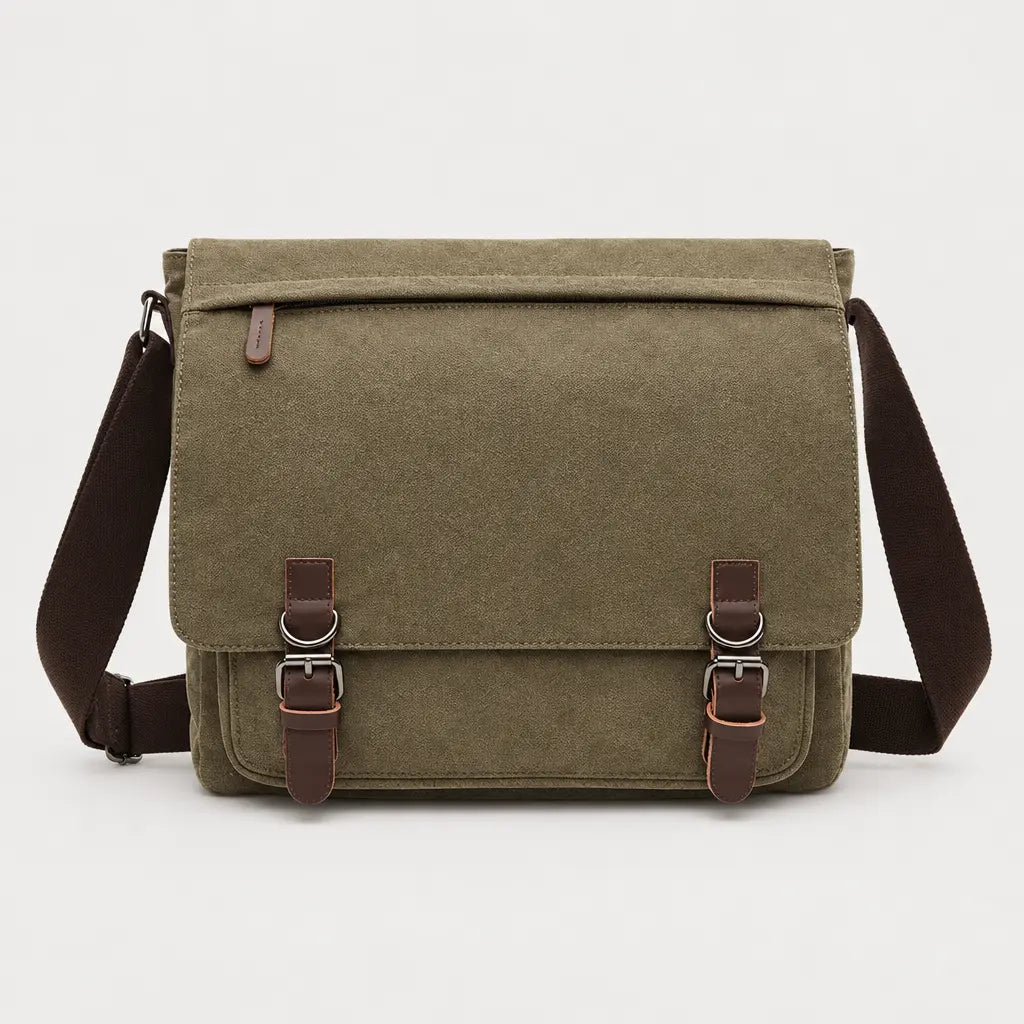 Sac bandoulière homme en toile pour ordinateur - kaki