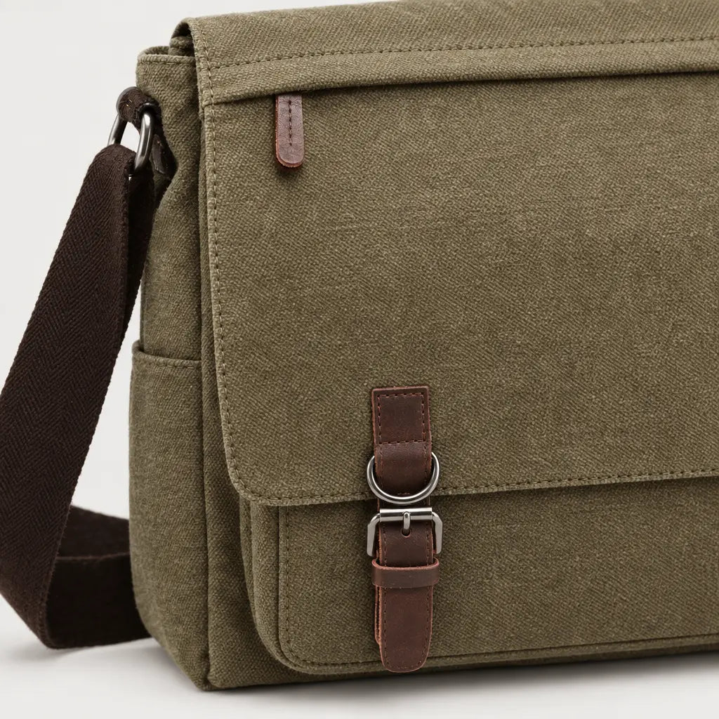 Sac bandoulière homme en toile pour ordinateur - kaki