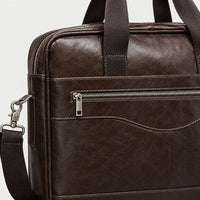 Sac ordinateur homme en cuir véritable - cafe