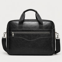 Sac ordinateur homme en cuir véritable - noir