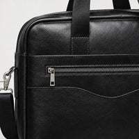 Sac ordinateur homme en cuir véritable - noir