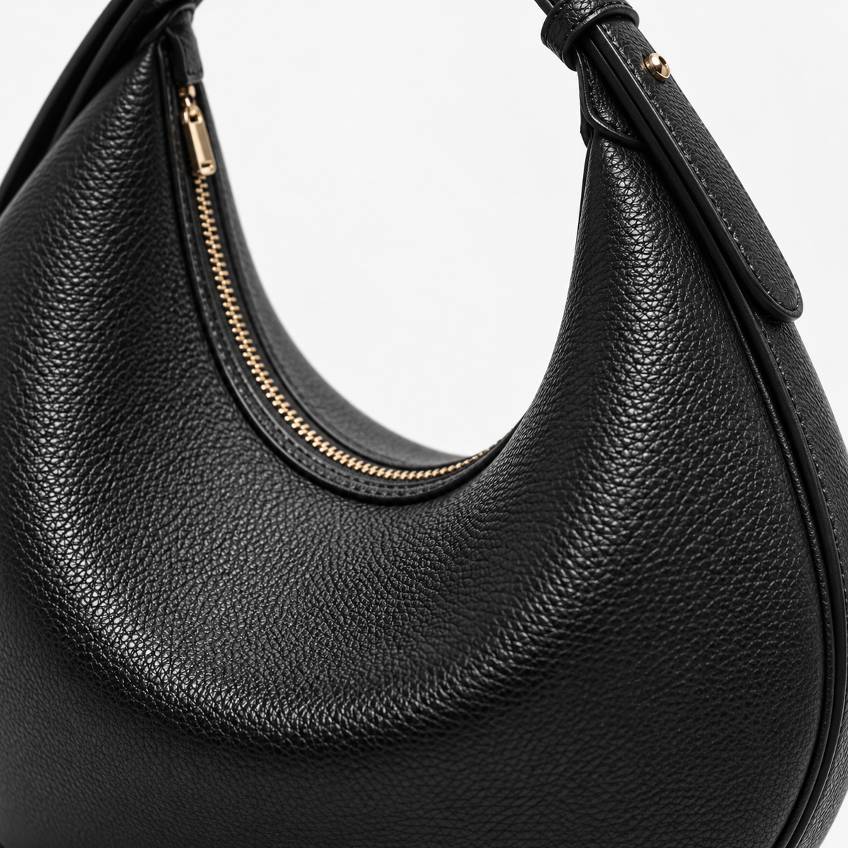 Sac demi-lune femme en simili cuir - noir