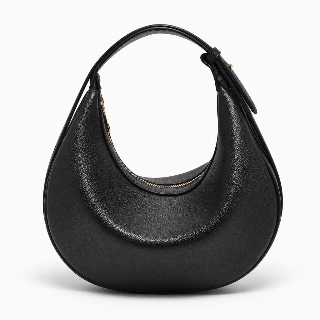 Sac demi-lune femme en simili cuir - noir