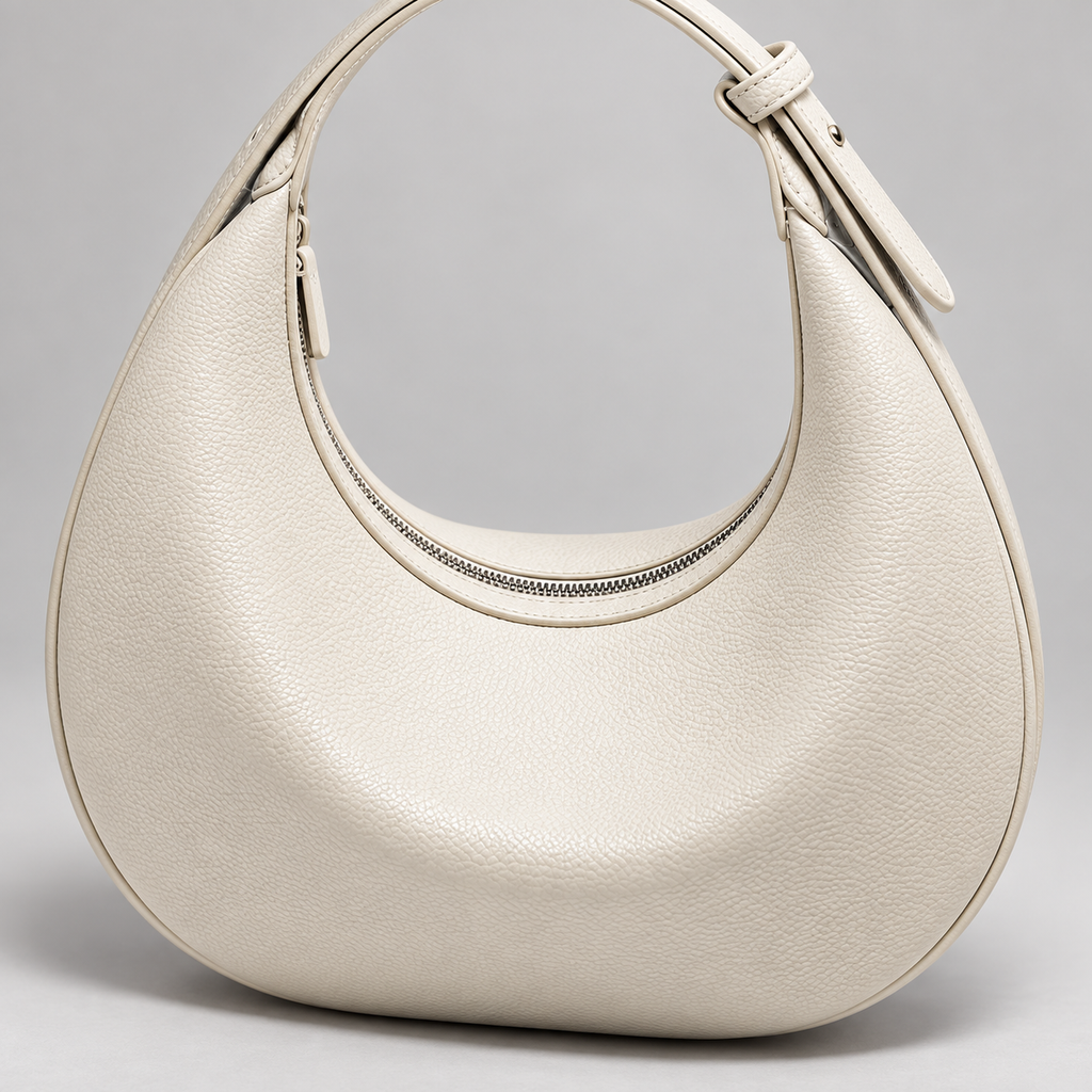 Sac demi-lune femme en simili cuir - blanc