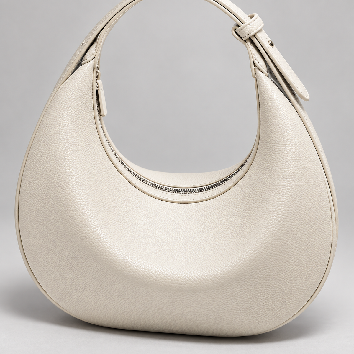 Sac demi-lune femme en simili cuir - blanc