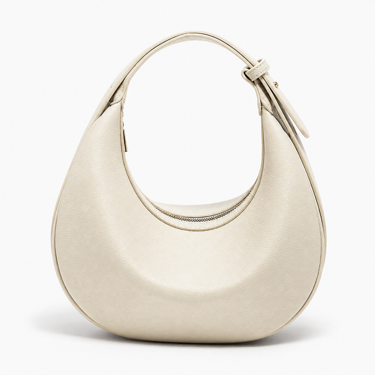 Sac demi-lune femme en simili cuir - blanc