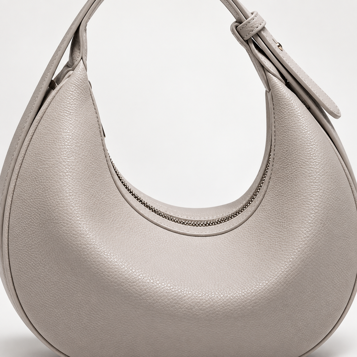 Sac demi-lune femme en simili cuir - gris