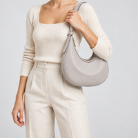 Sac demi-lune femme en simili cuir - gris