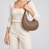 Sac demi-lune femme en simili cuir - marron