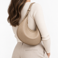 Sac demi-lune femme en simili cuir - kaki