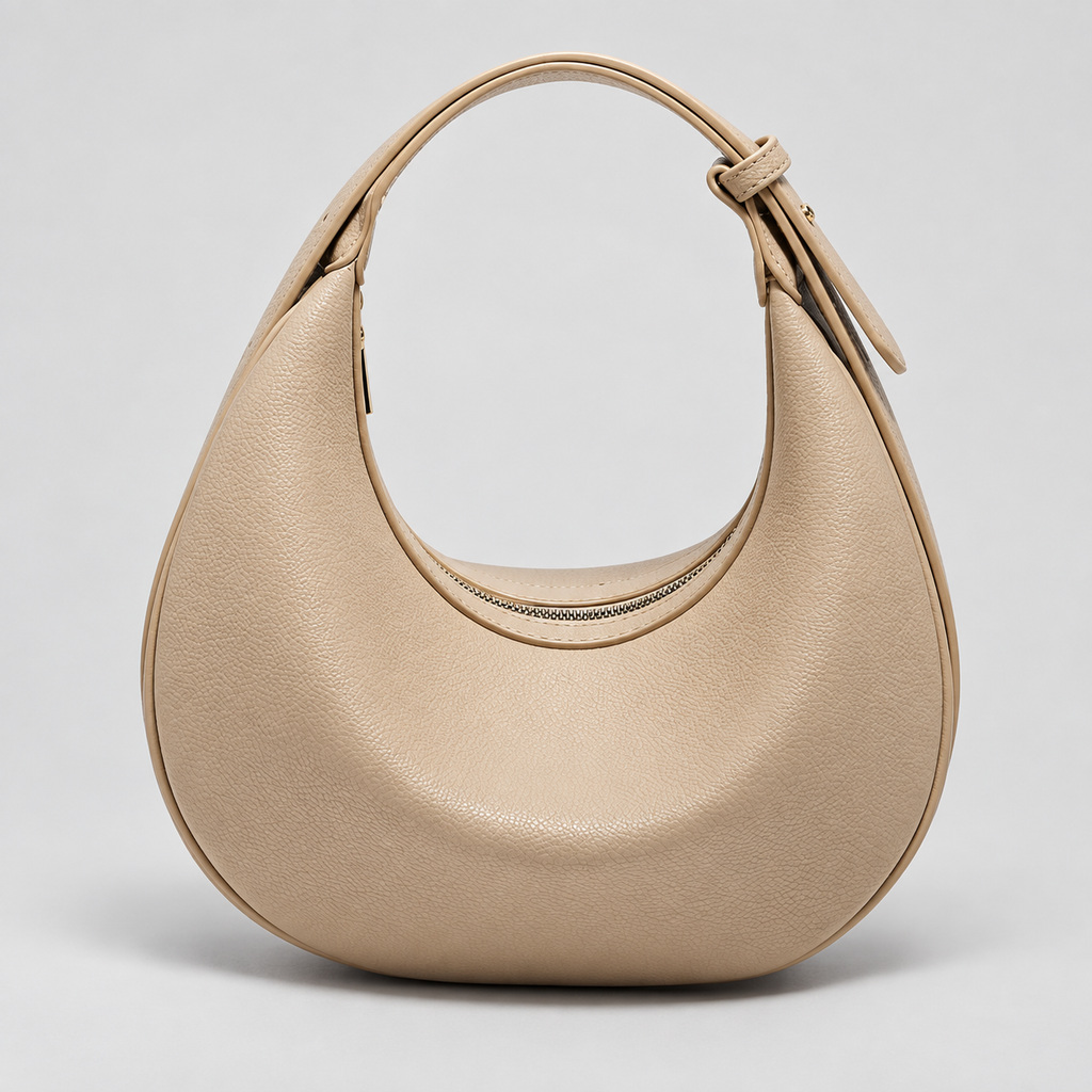 Sac demi-lune femme en simili cuir - kaki