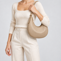 Sac demi-lune femme en simili cuir - kaki