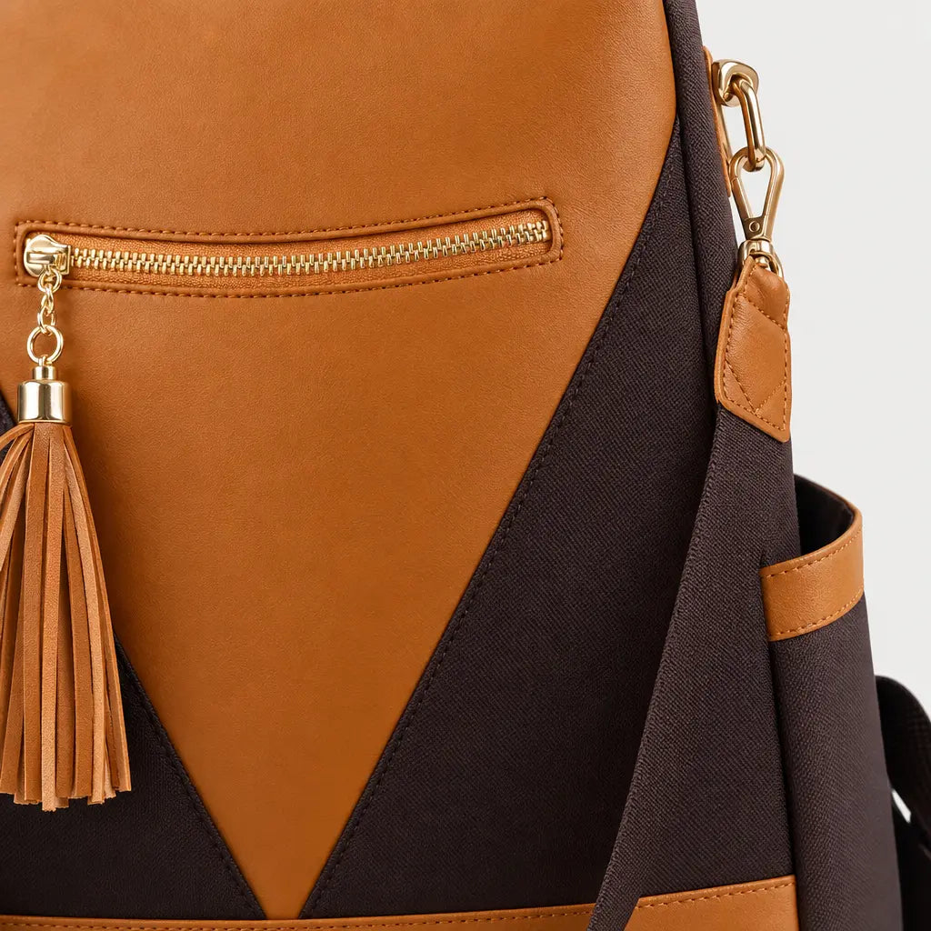 Sac à dos femme antivol - orange-avec-marron