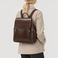 Sac à dos femme en cuir véritable - cafe