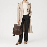 Sac à dos femme en cuir véritable - cafe