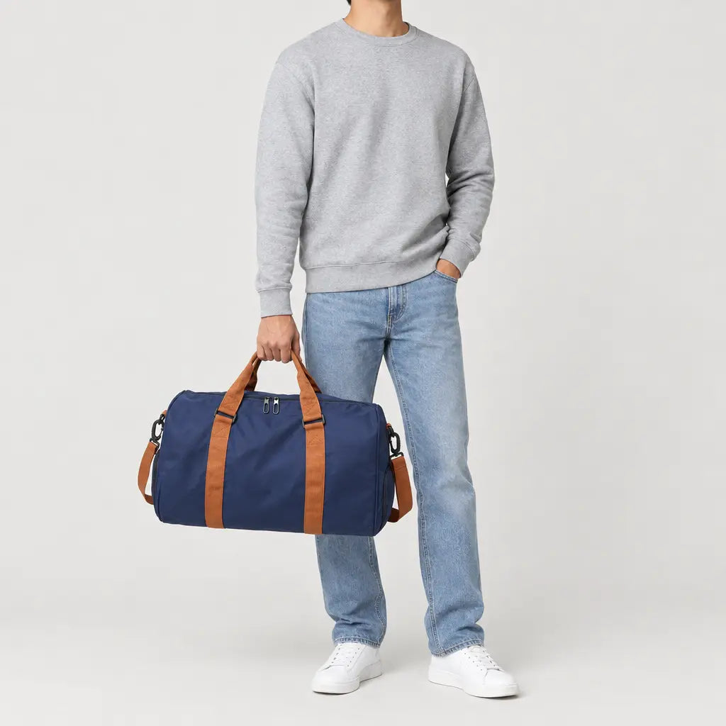 Sac de voyage homme à compartiment chaussures - bleu