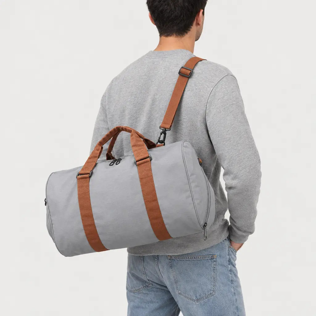 Sac de voyage homme à compartiment chaussures - gris-clair