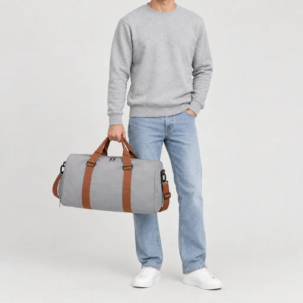 Sac de voyage homme à compartiment chaussures - gris-clair