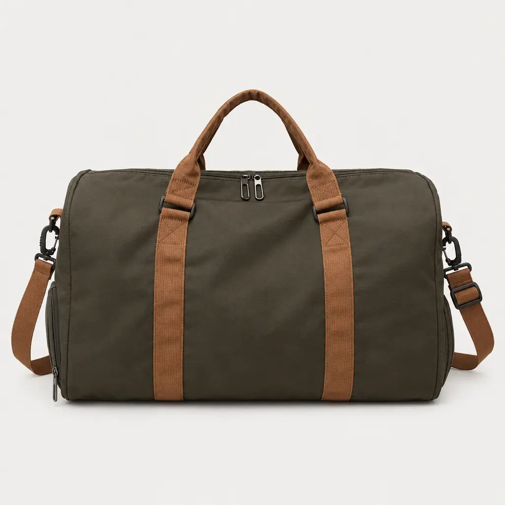 Sac de voyage homme à compartiment chaussures - kaki-fonce