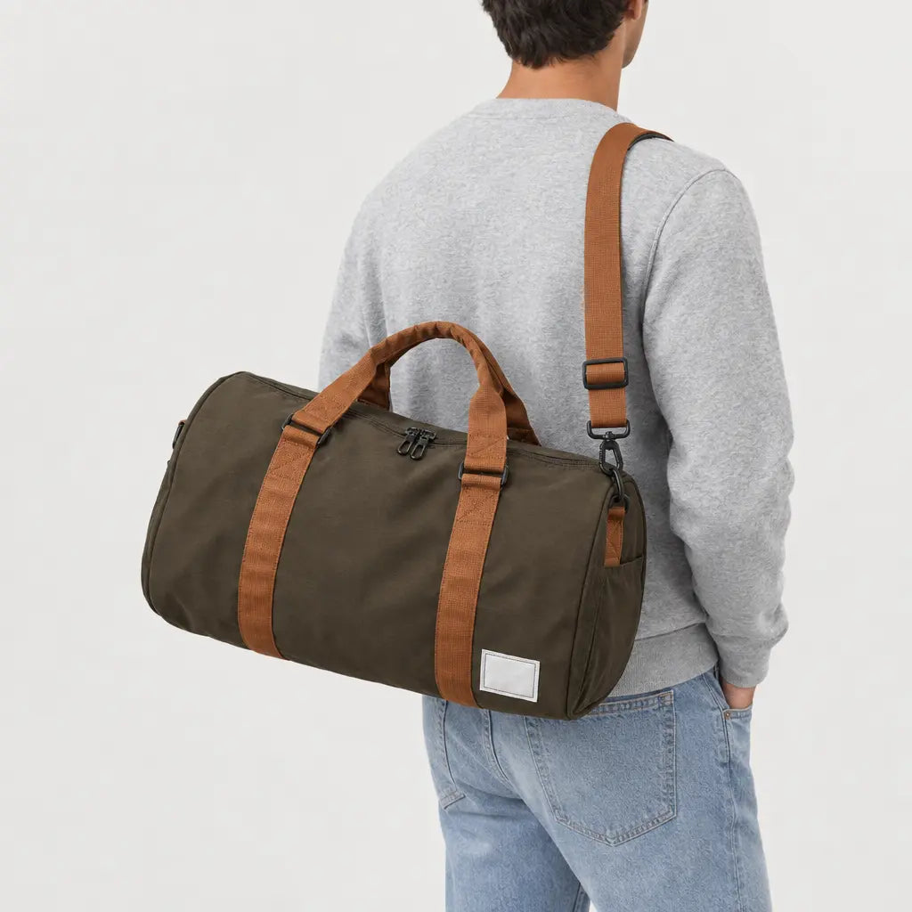 Sac de voyage homme à compartiment chaussures - kaki-fonce