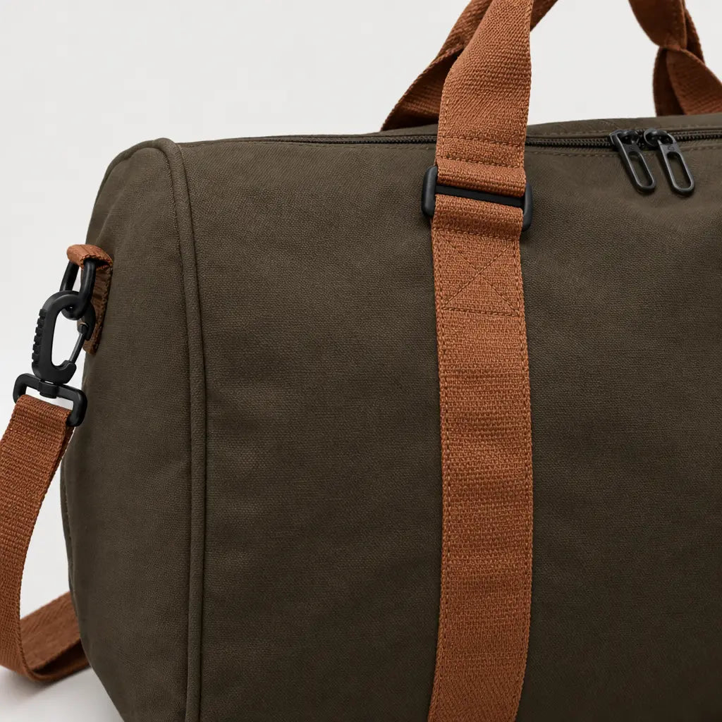 Sac de voyage homme à compartiment chaussures - kaki-fonce