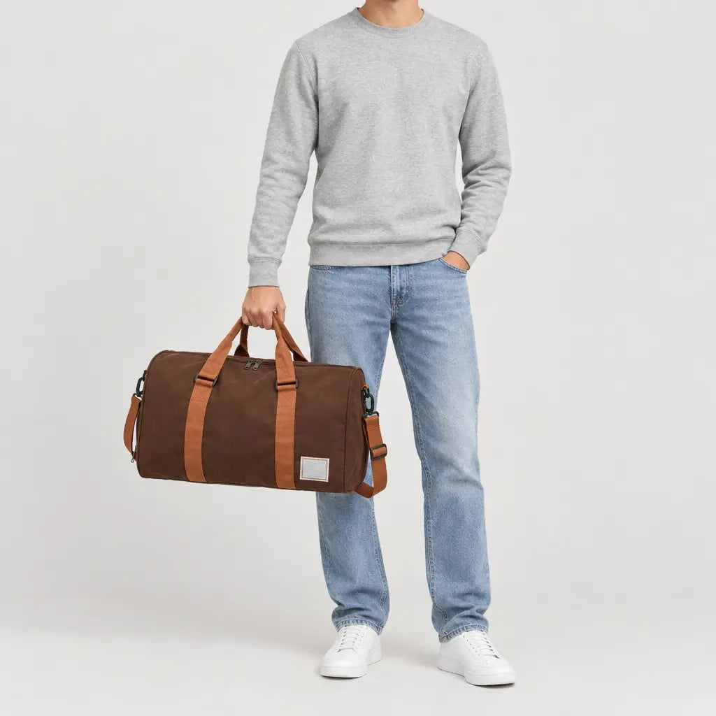 Sac de voyage homme à compartiment chaussures - marron