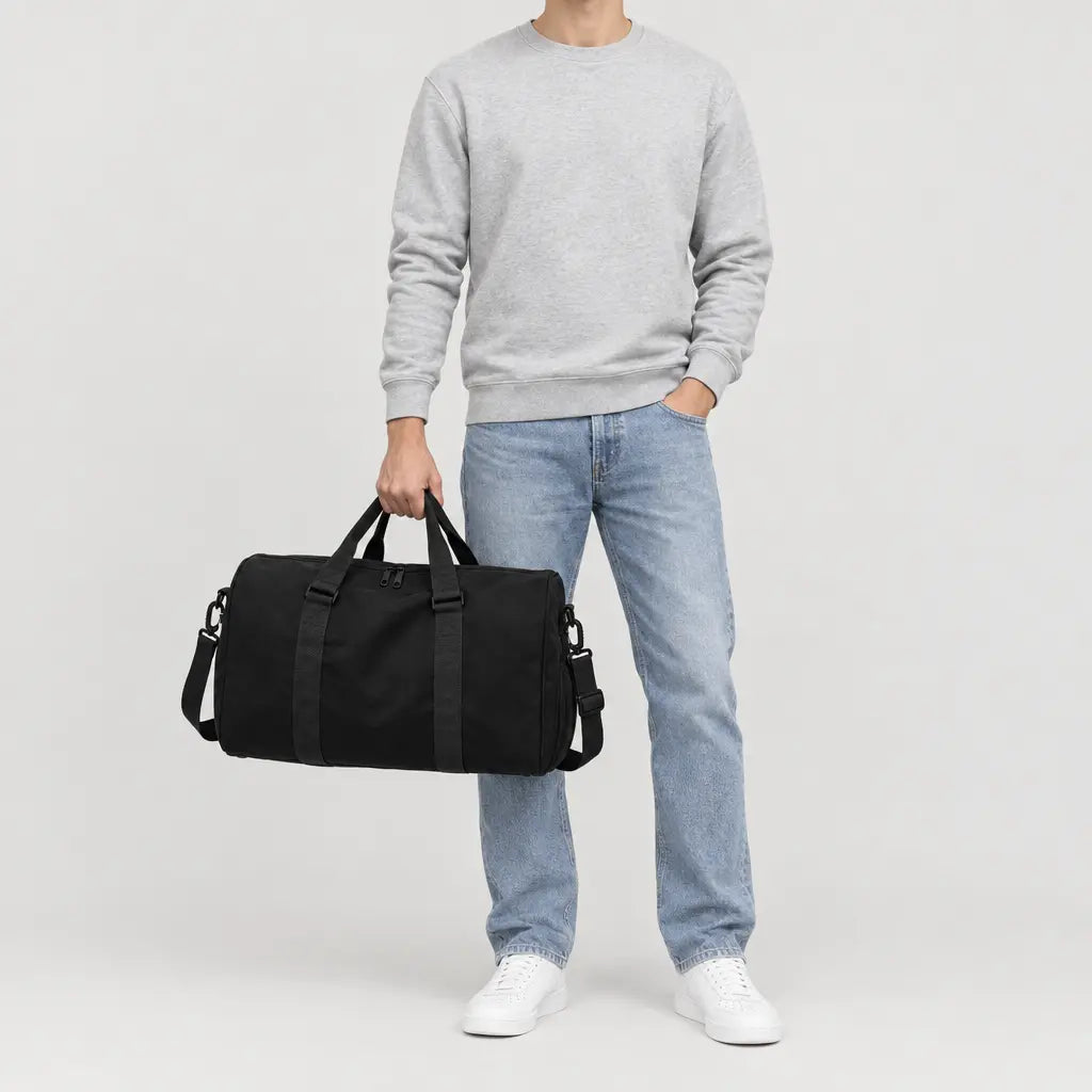 Sac de voyage homme à compartiment chaussures - noir