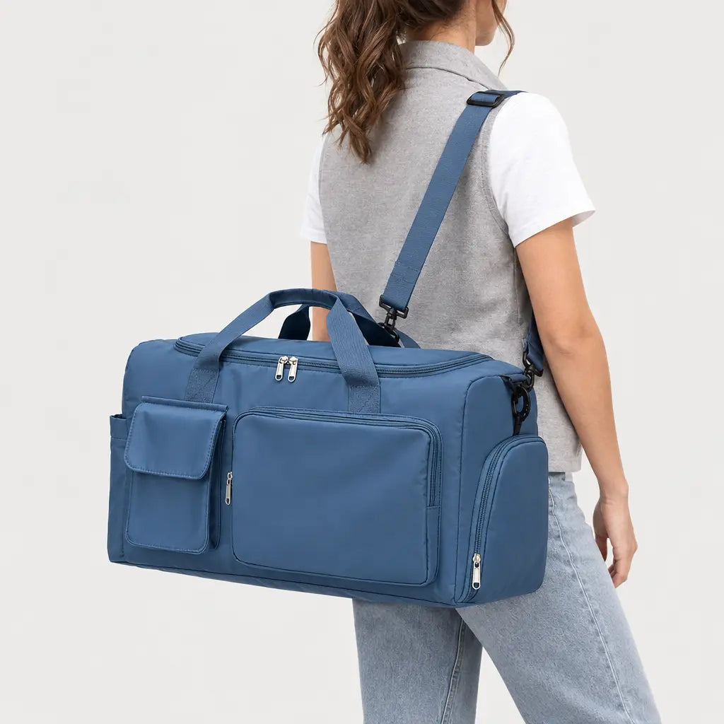 Sac de voyage femme à compartiment chaussures - bleu