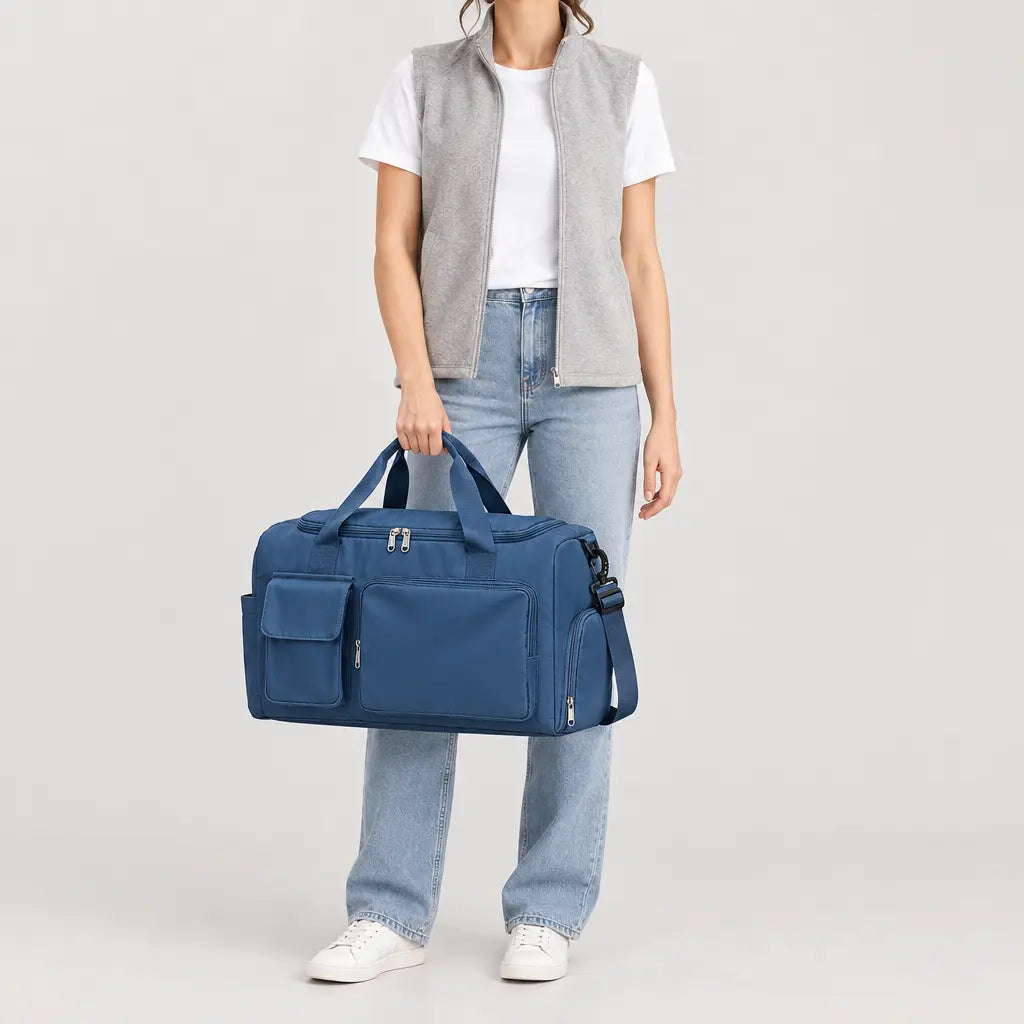 Sac de voyage femme à compartiment chaussures - bleu