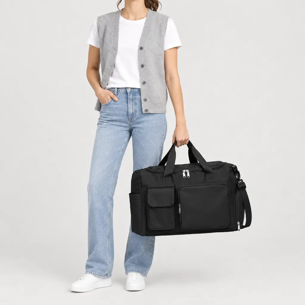 Sac de voyage femme à compartiment chaussures - noir