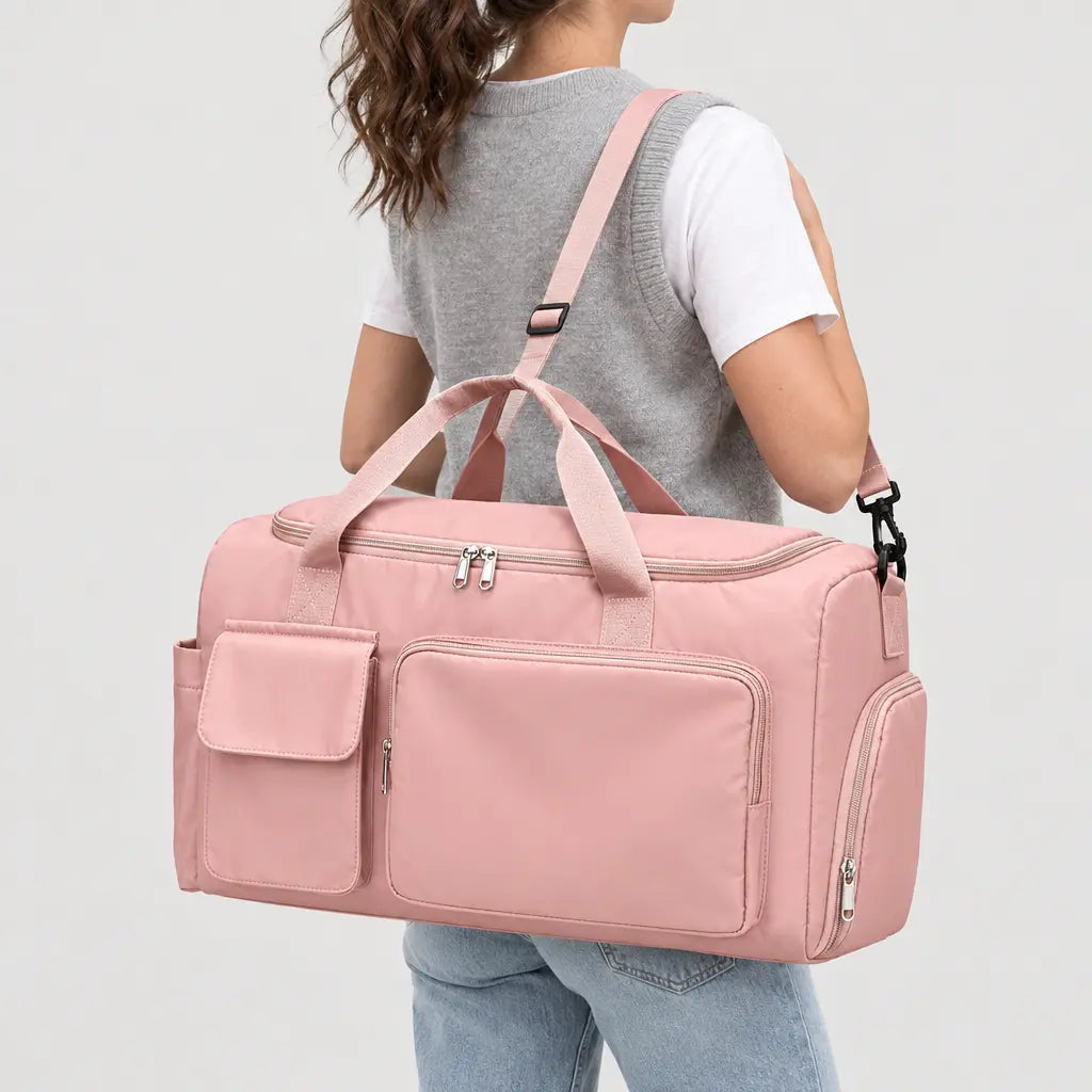 Sac de voyage femme à compartiment chaussures - rose