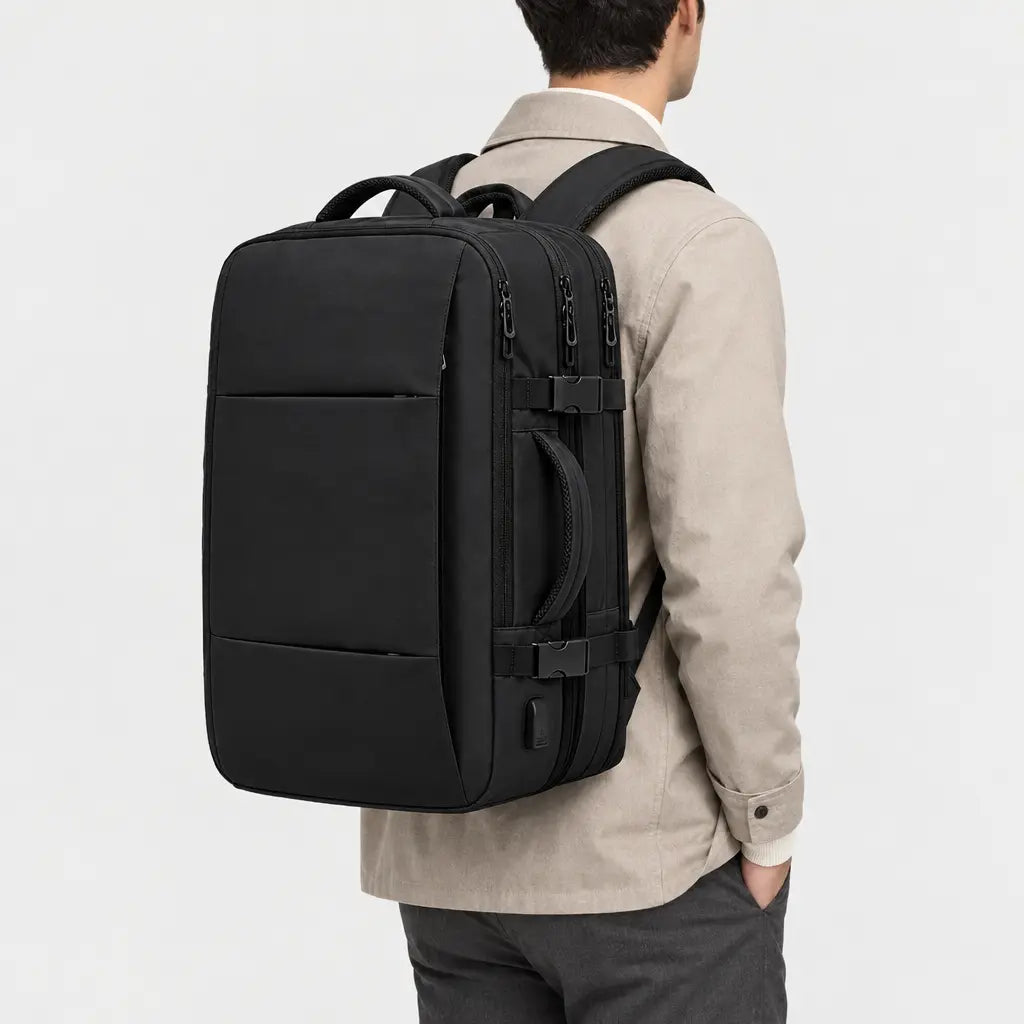 Sac à dos ordinateur extensible - noir