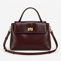 Sac à main femme compact en cuir ciré - cafe