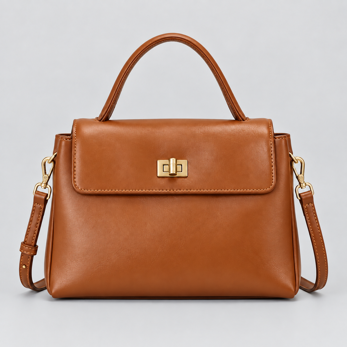 Sac à main femme compact en cuir ciré - marron