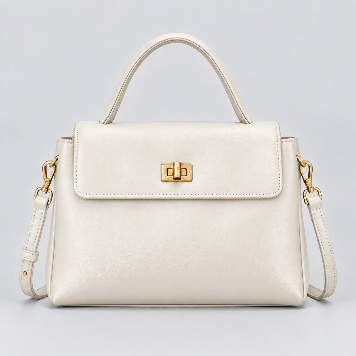 Sac à main femme compact en cuir ciré - blanc