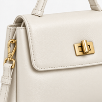 Sac à main femme compact en cuir ciré - blanc