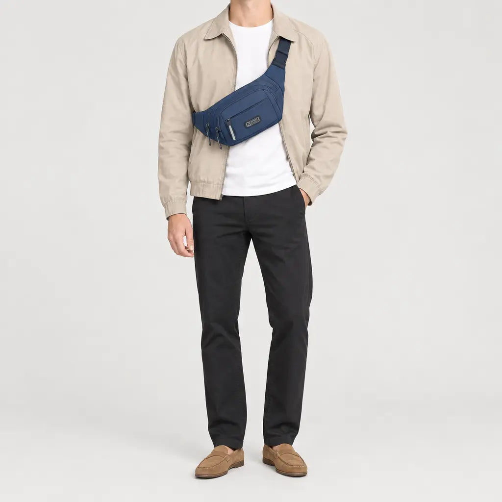 Sac banane antivol - bleu