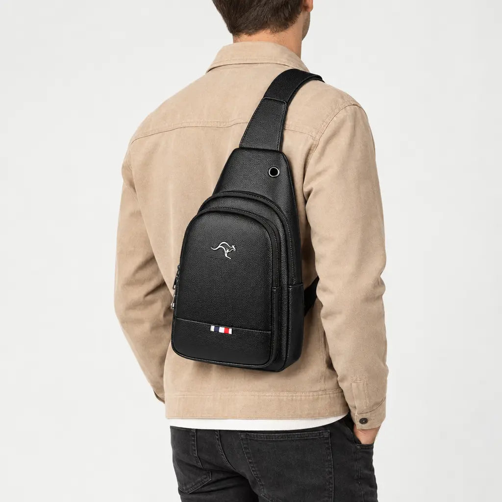 Sacoche de voyage en cuir - noir
