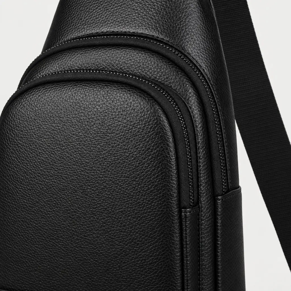 Sacoche de voyage en cuir - noir