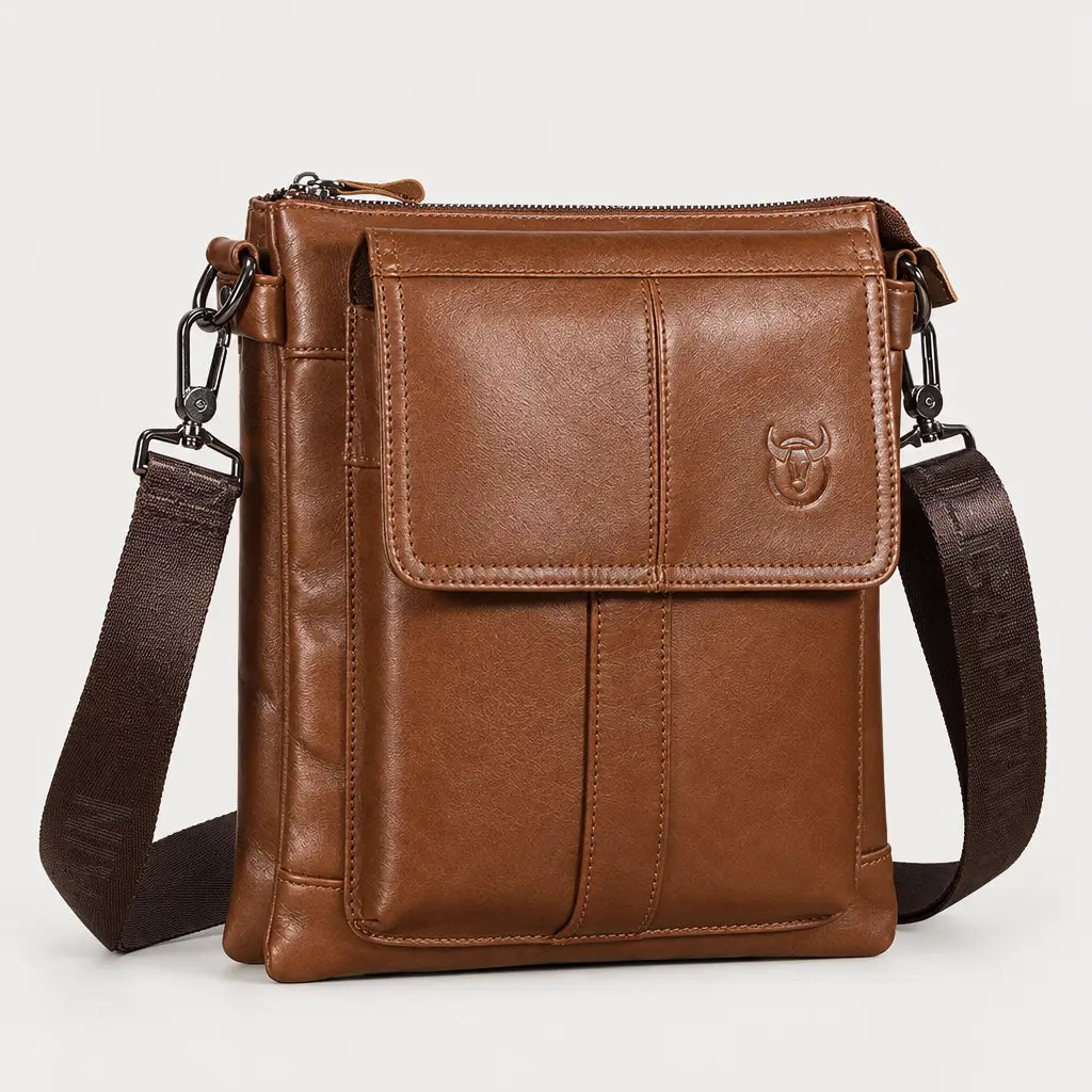 Sac bandoulière homme en cuir - marron