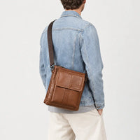 Sac bandoulière homme en cuir - marron
