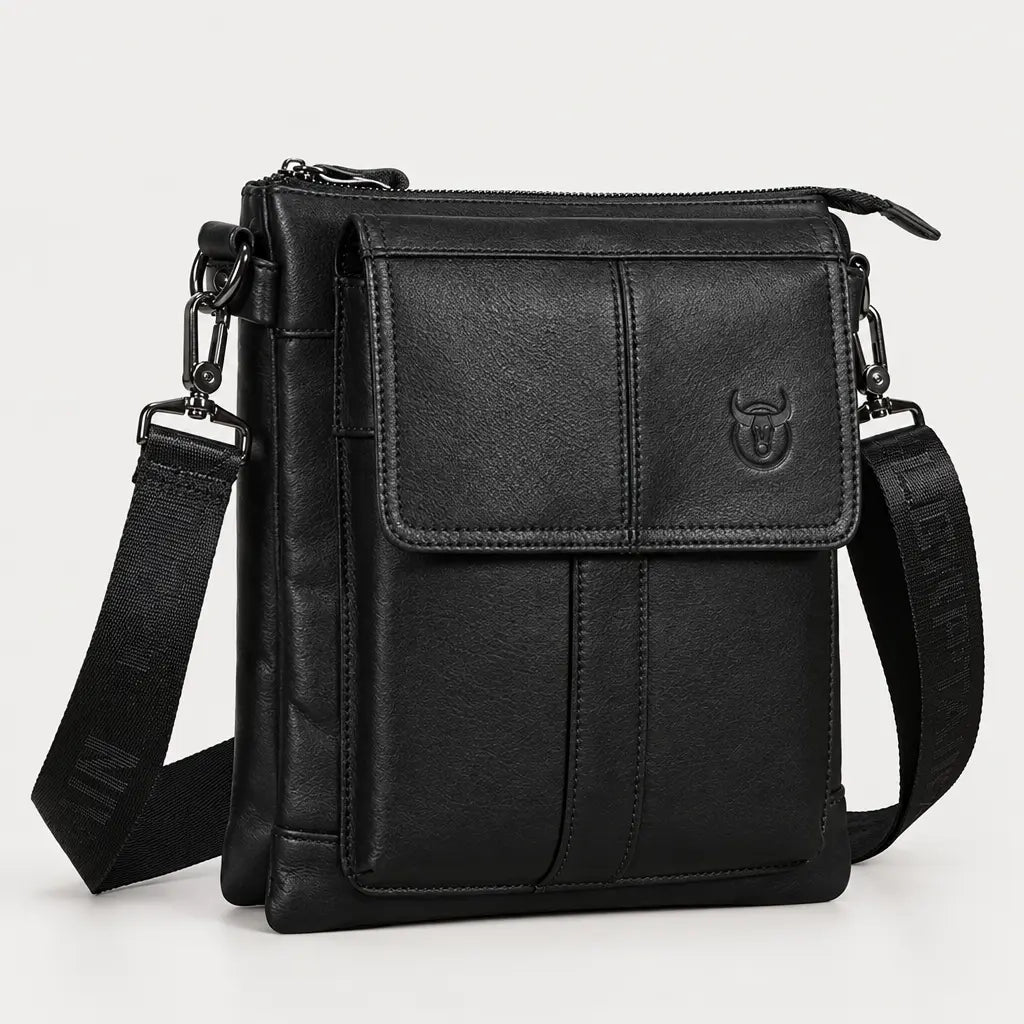 Sac bandoulière homme en cuir - noir