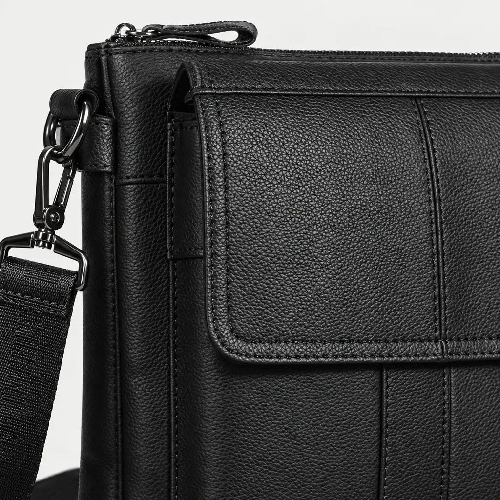 Sac bandoulière homme en cuir - noir