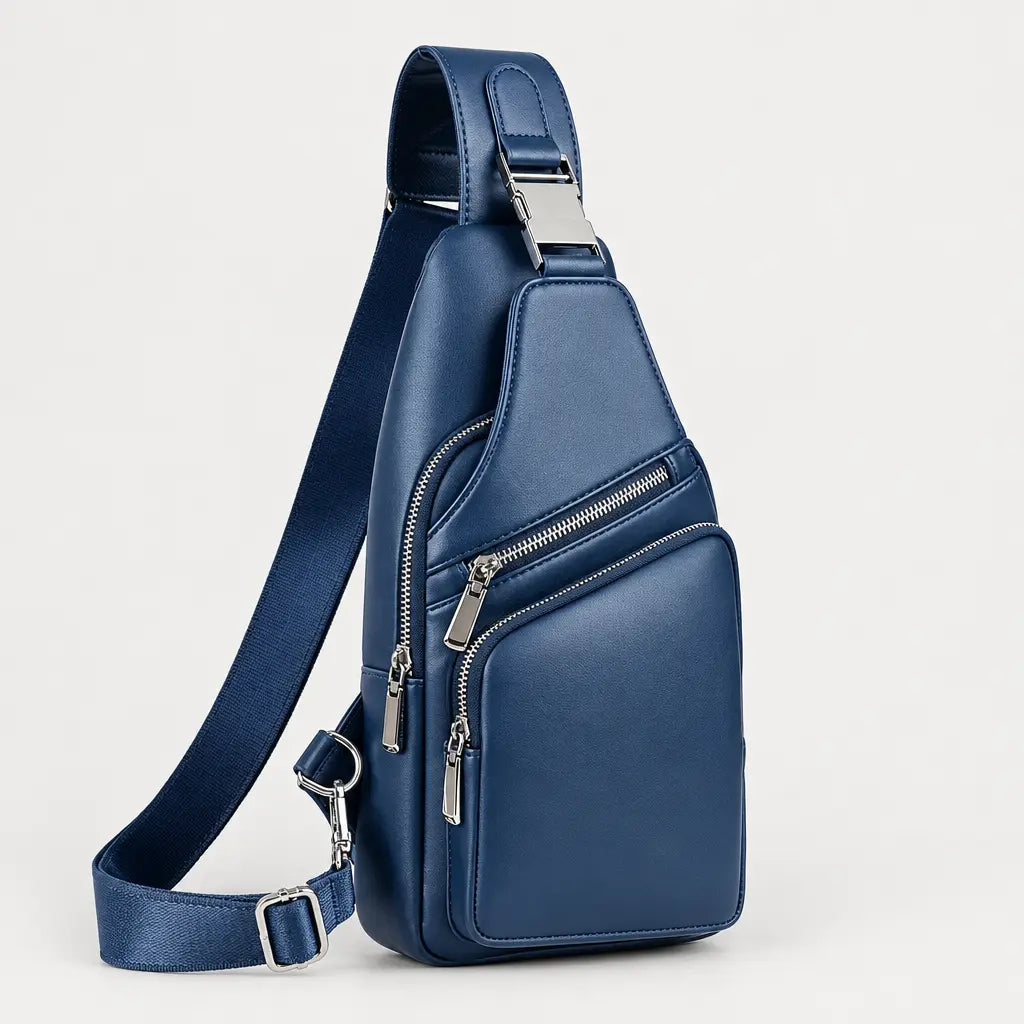 Sacoche homme en simili cuir - bleu