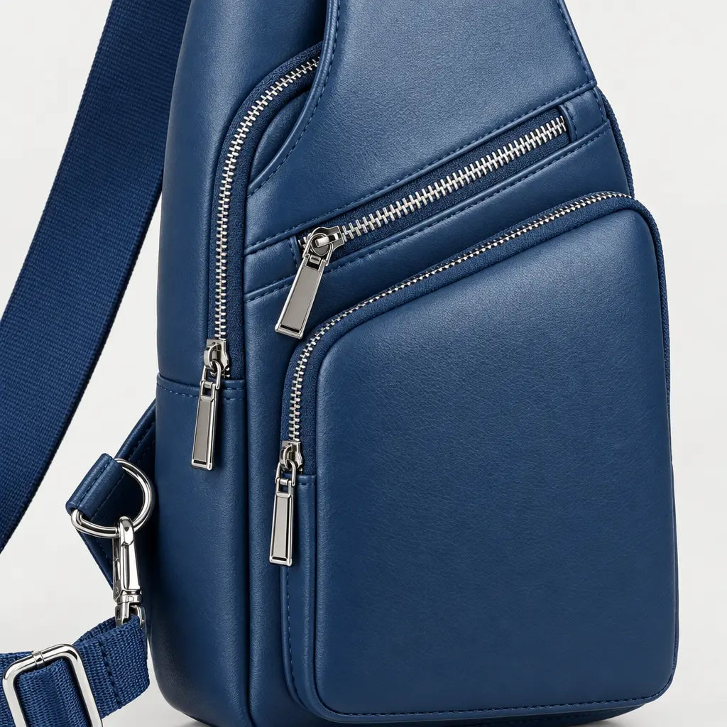 Sacoche homme en simili cuir - bleu