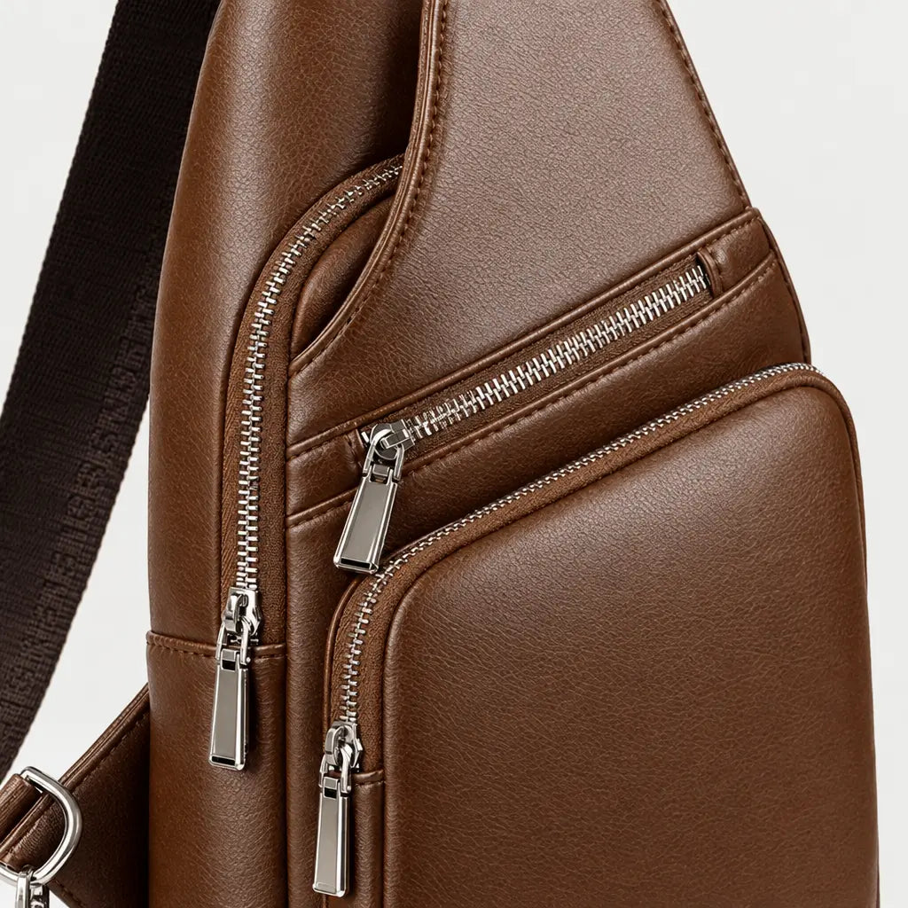 Sacoche homme en simili cuir - marron