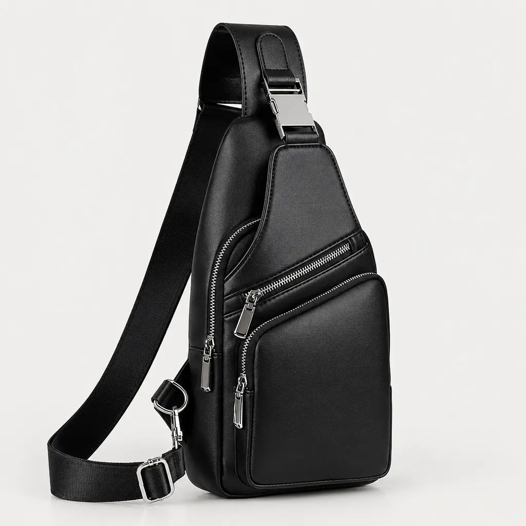 Sacoche homme en simili cuir - noir