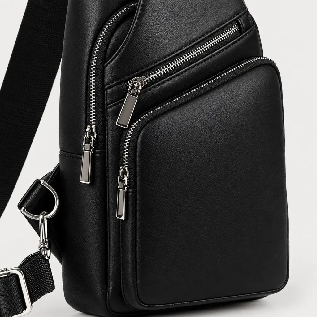 Sacoche homme en simili cuir - noir