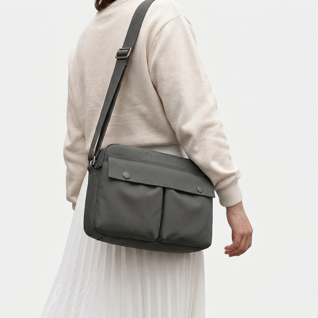 Sac bandoulière unisexe en nylon - gris