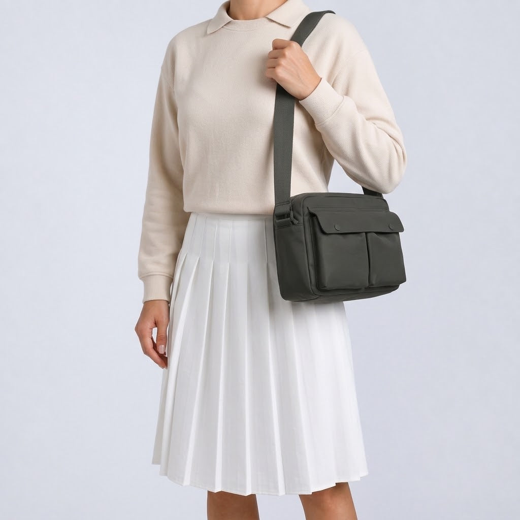 Sac bandoulière unisexe en nylon - gris